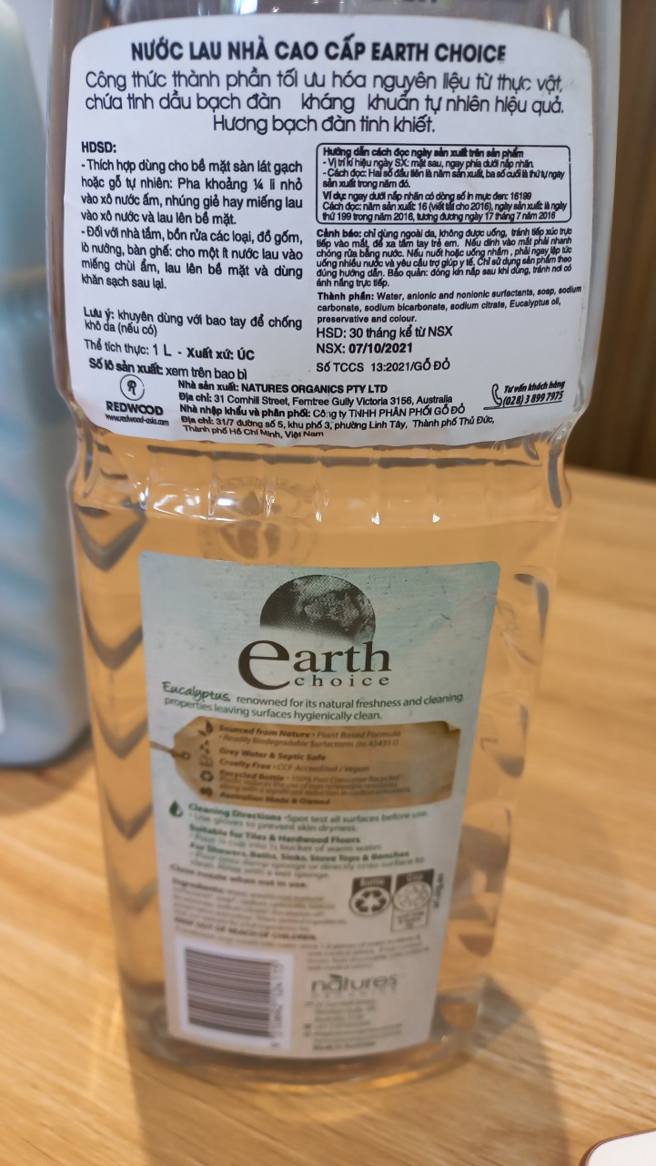 Nước lau nhà cao cấp Earth Choice 1L