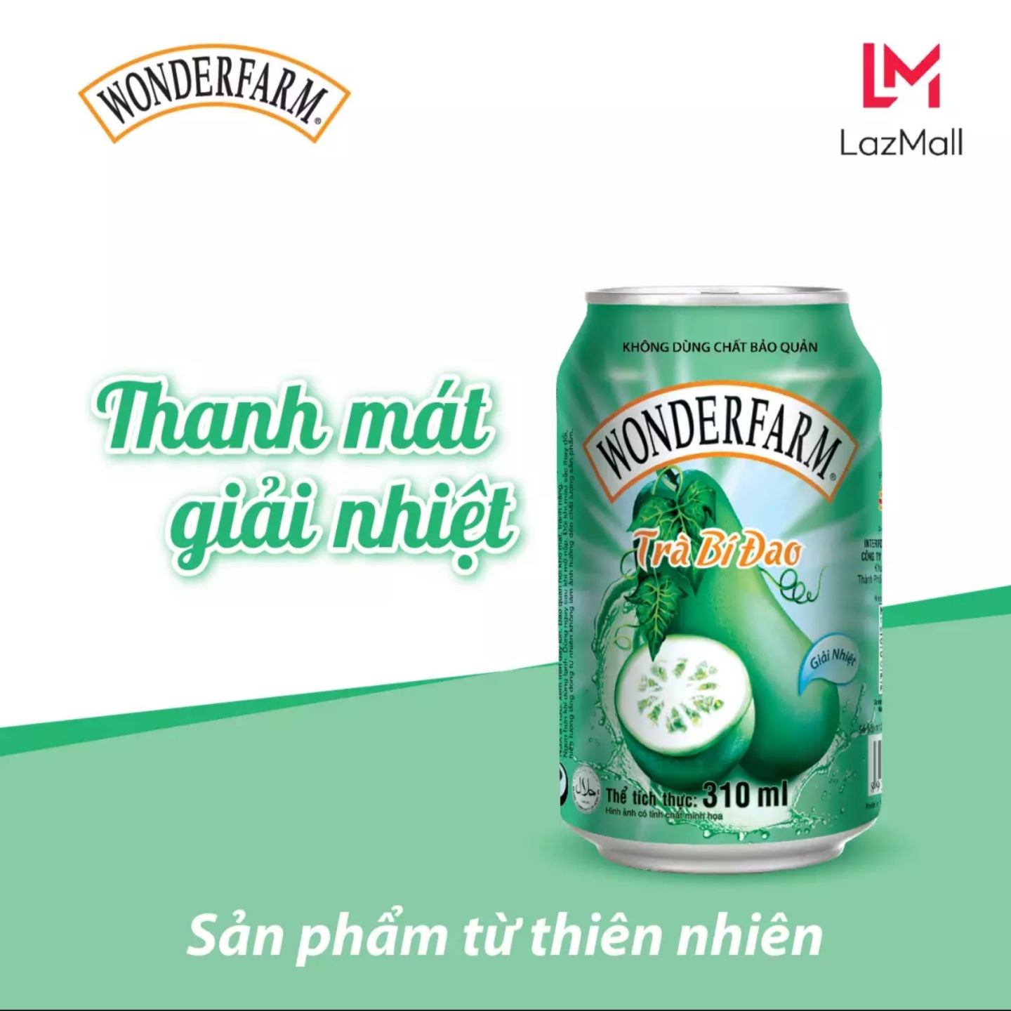 Thùng 24 Lon Trà Bí Đao Wonderfarm 310ml.