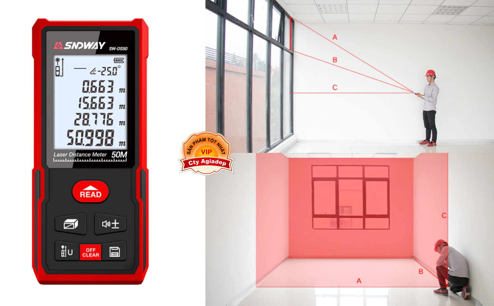 Thước đo khoảng cách bằng tia Laser xịn độ chính xác cao SNDWAY