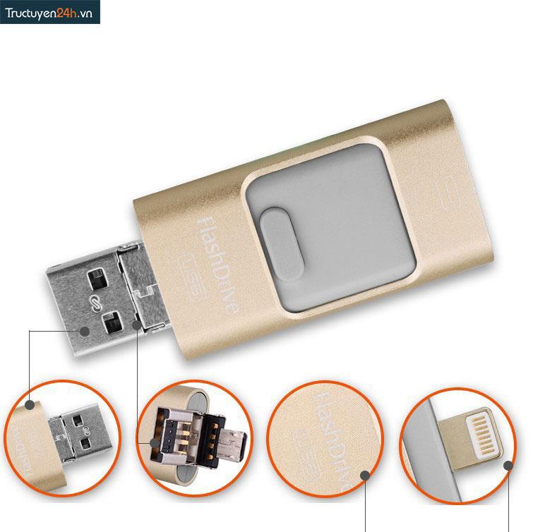 Ổ Cứng Di Động Flash Drive 32GB Dành Cho Iphone, IPad, IPod, Android Và PC(HỒNG)