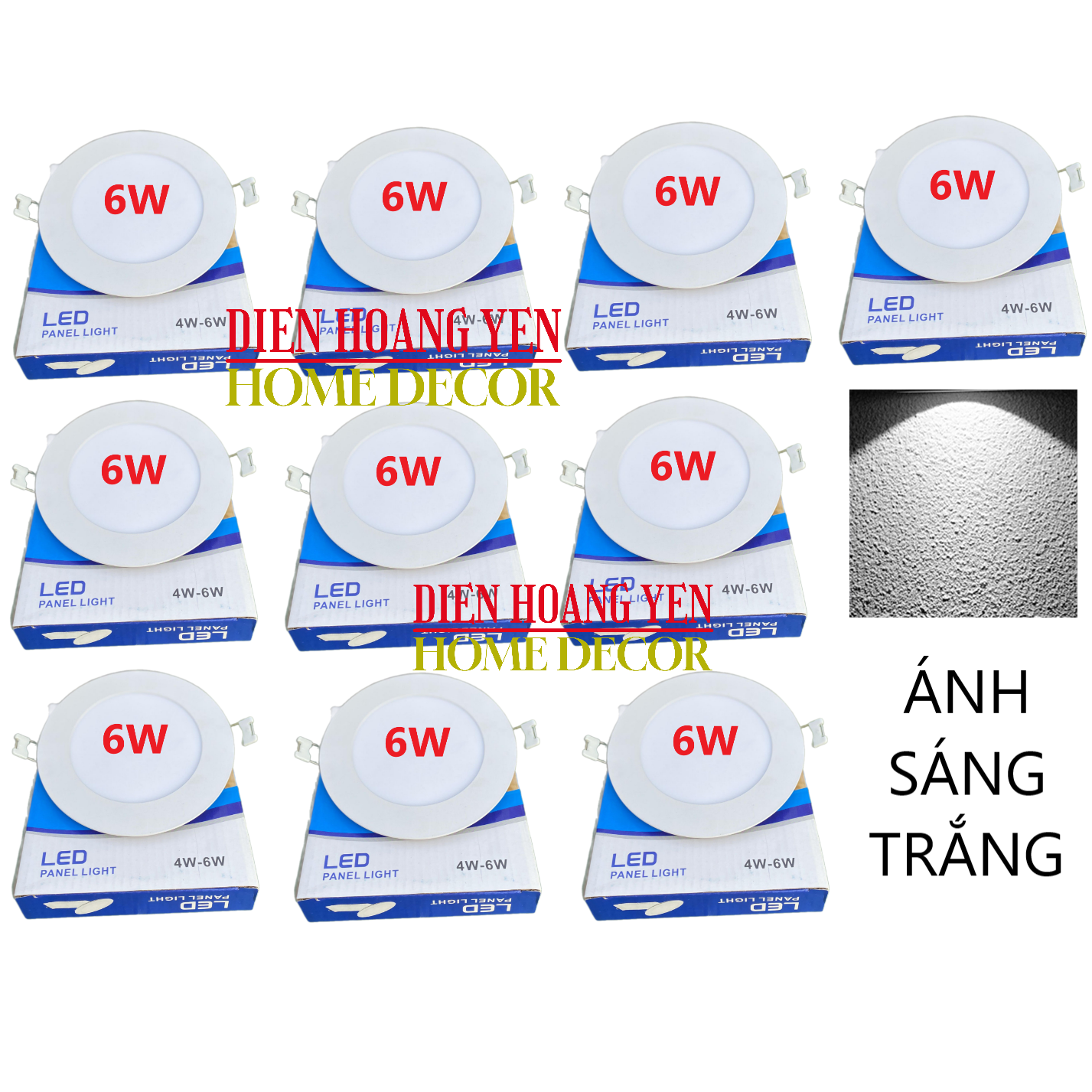 10 ĐÈN LED ÂM TRẦN 6W TRÒN siêu mỏng khoét lỗ 100mm