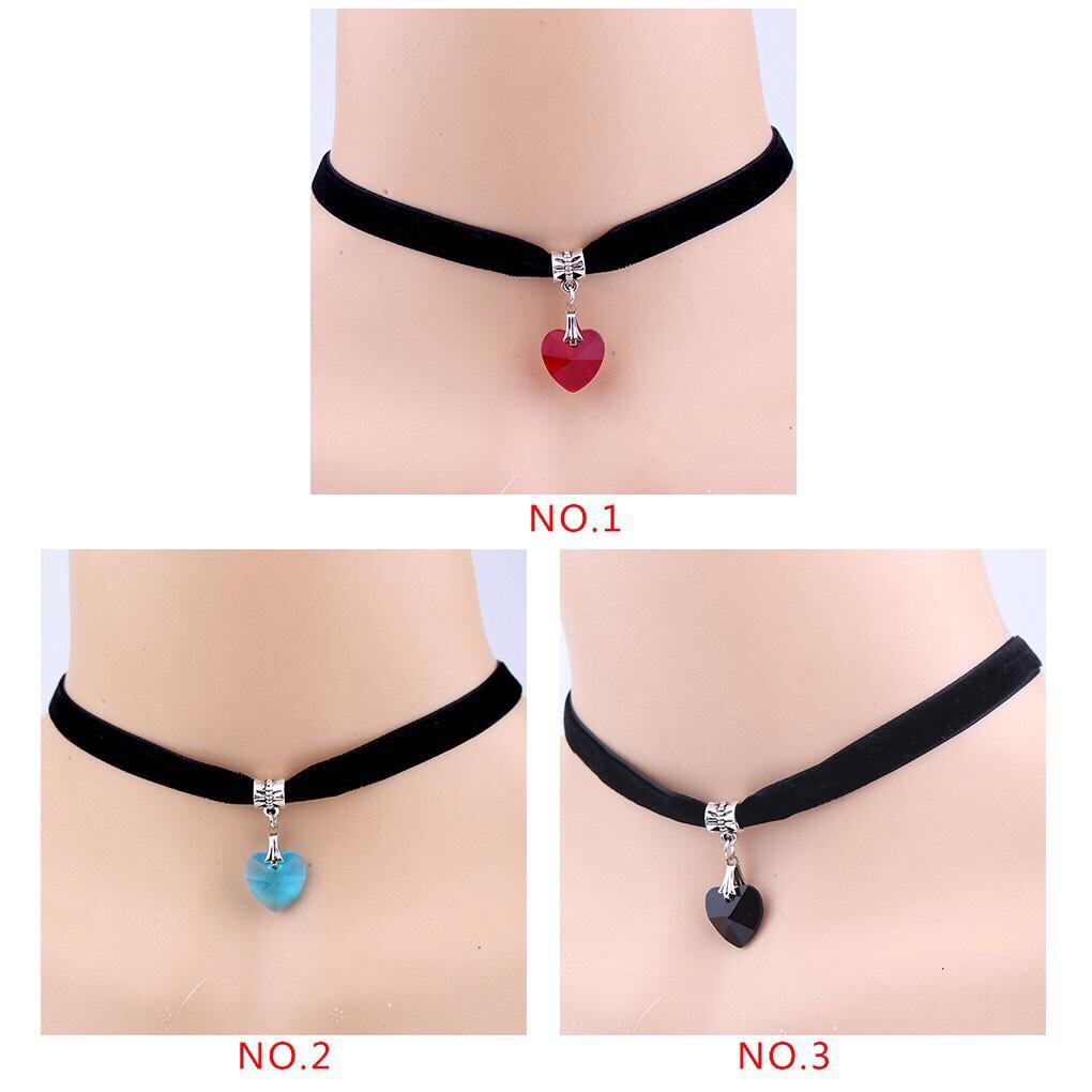 [HCM]Choker nhung mặt pha lê tím cực cá tính