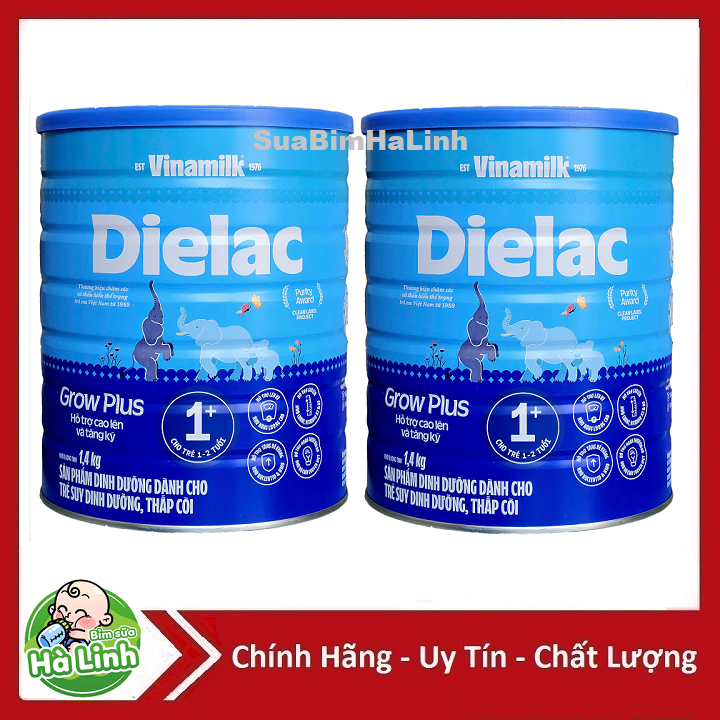 Combo 2 Lon Sữa Dielac Grow plus 1+ 2+ 1.4kg (Date 2026)