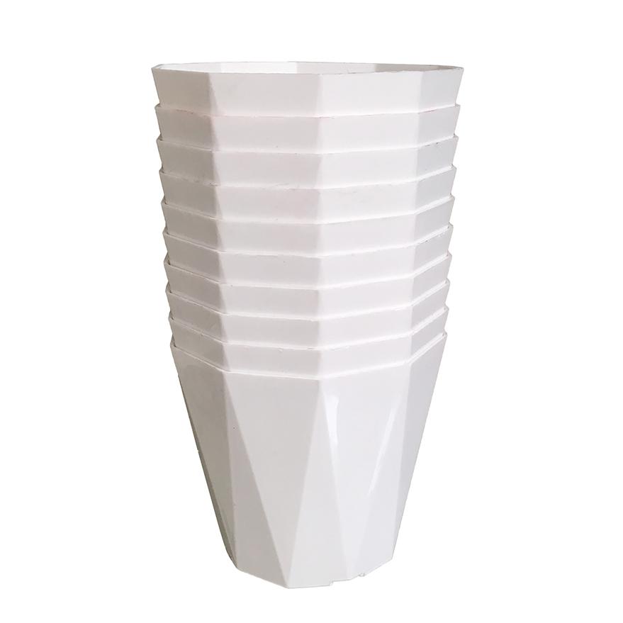 [HCM]Bộ 10 chậu hoa mười cạnh nhựa trắng 15x13x10cm - gọn nhẹ xinh xắn nhựa bóng đẹp dễ vệ sinh lau chùi