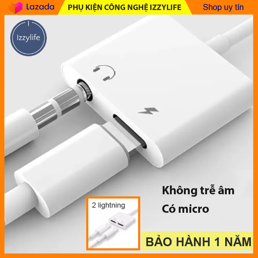 Cáp chuyển đổi iphone giắc chuyển đổi tai nghe iphone cáp chuyển đổi lightning sang aux giúp vừa sạc vừa nghe tai phone được, hàng chất lượng, sạc nhanh - Izzylife