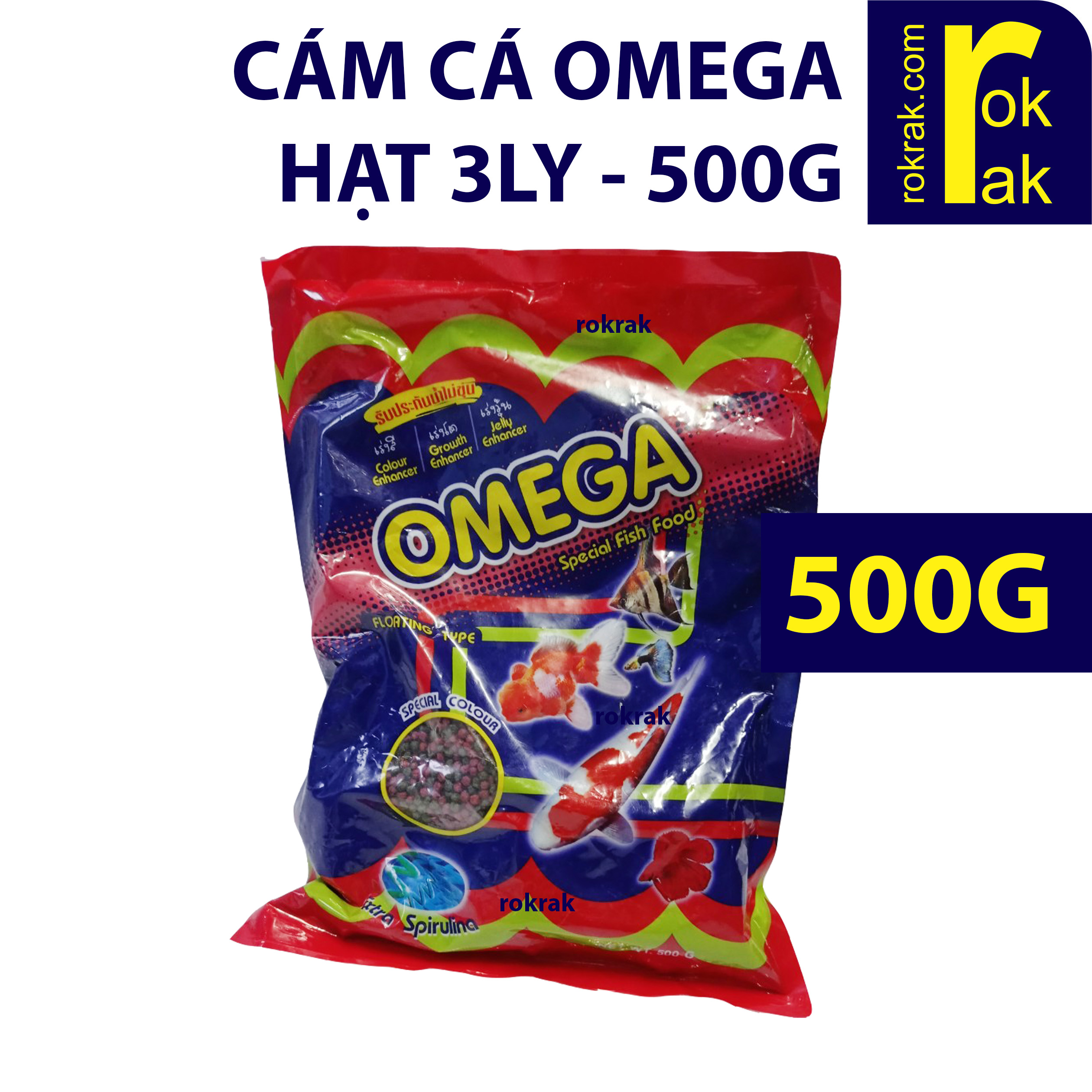 [HCM]Thức ăn cá Omega (viên cám 3mm gói 500g) có tảo xoắn giúp cá lên màu