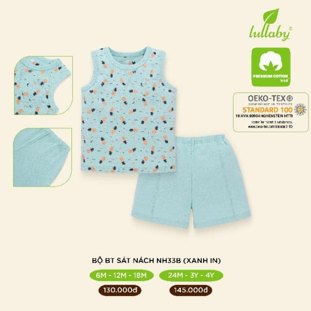Bộ sát nách vải thở Lullaby (BST trái cây nhiệt đới)