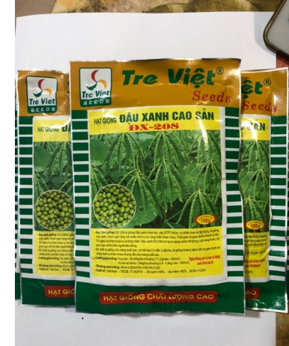 Combo 5 gói hạt giống đậu xanh cao sản dx-208 tre việt