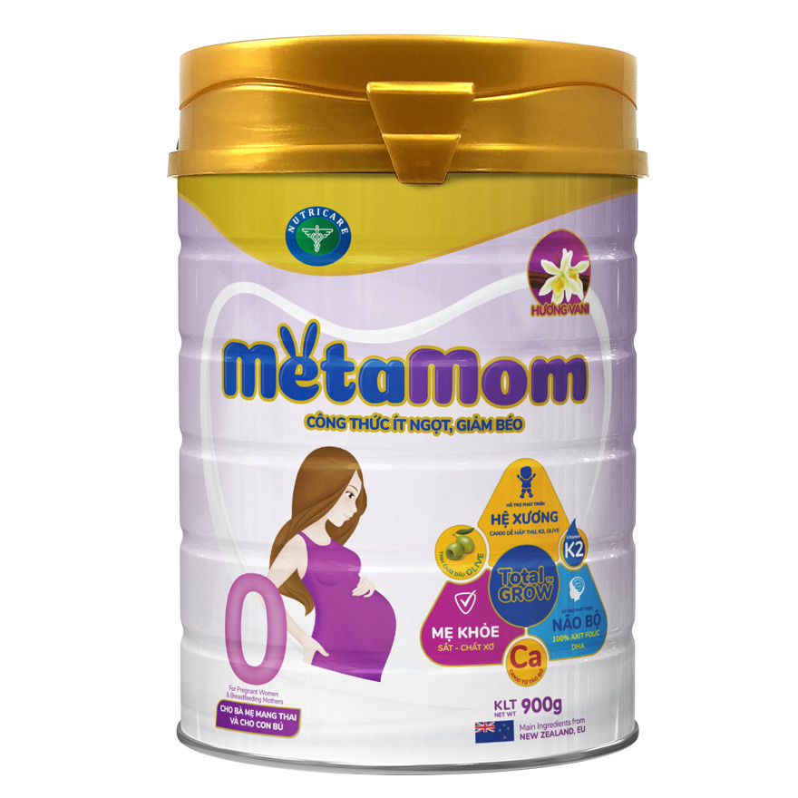 Sữa bột Nutricare MetaMom ít ngọt giảm béo cho bà mẹ mang thai & cho con