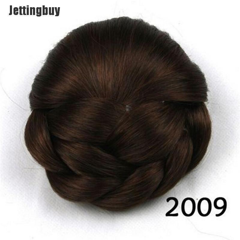 Jettingbuy Womens Lady Chignon Synthetic Updo Hairpiece Clip-In Hair Bun Extension 2009#