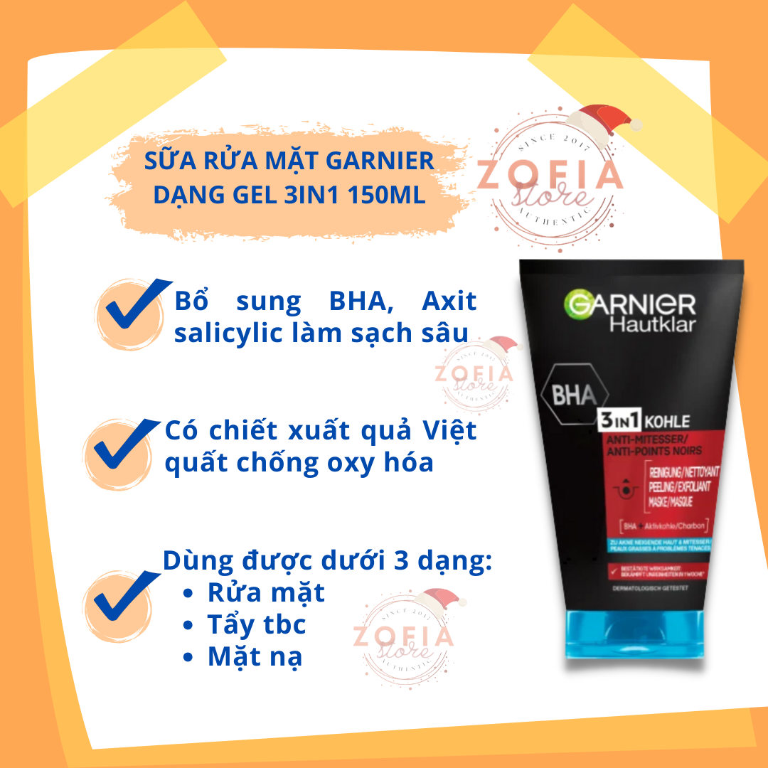 Sữa rửa mặt Garnier Skinactive 3in1 nội địa Đức
