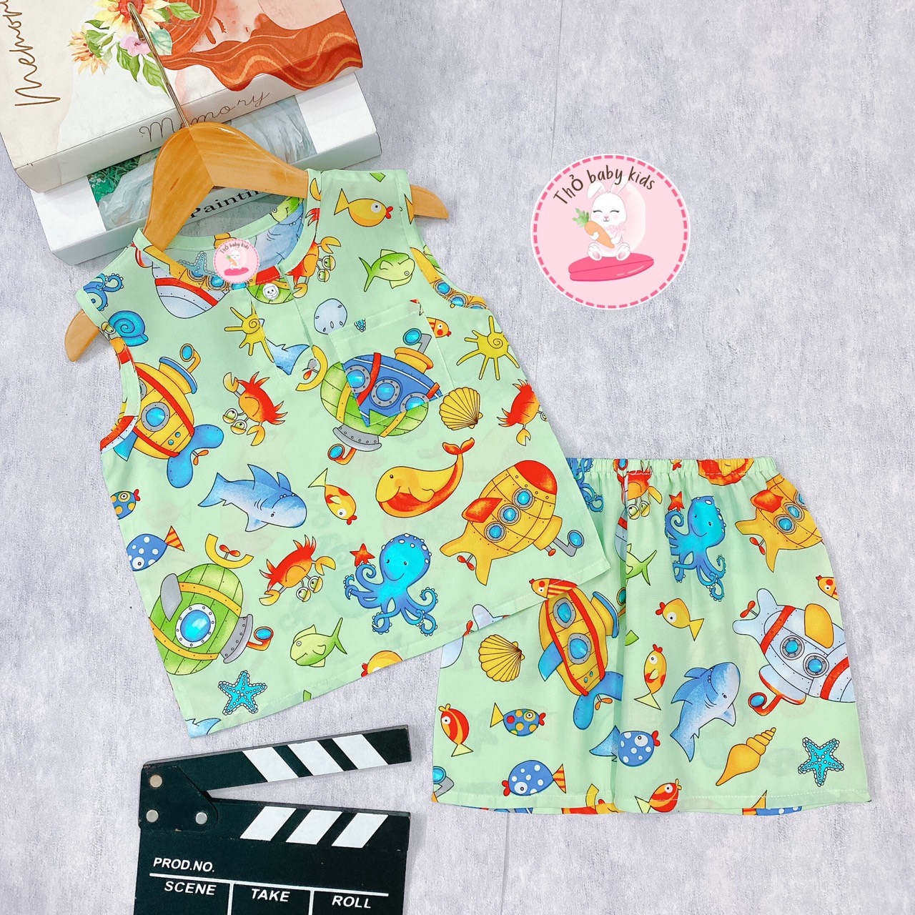 Bộ tole/lanh sát nách bé trai bộ lanh bé trai bộ tole mặc nhà bé trai thỏ baby kids