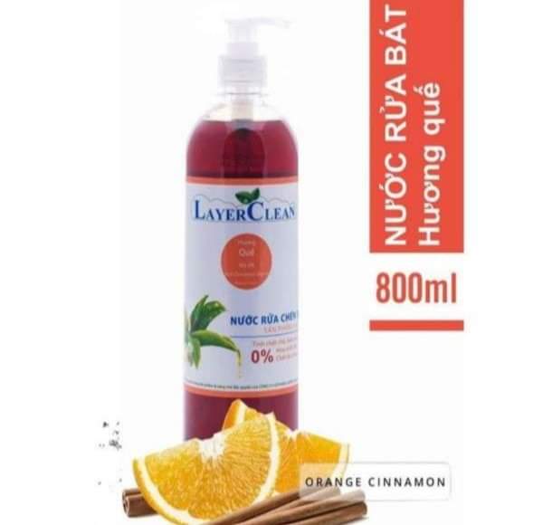 Nước rửa chén bát hữu cơ Layer Clean hương Quế chai 800ml