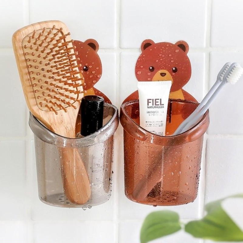 [💖GIÁ HỦY DIỆT💖]Cốc gấu đựng bàn chải kem đánh răng Cốc gấu dán tường siêu dính