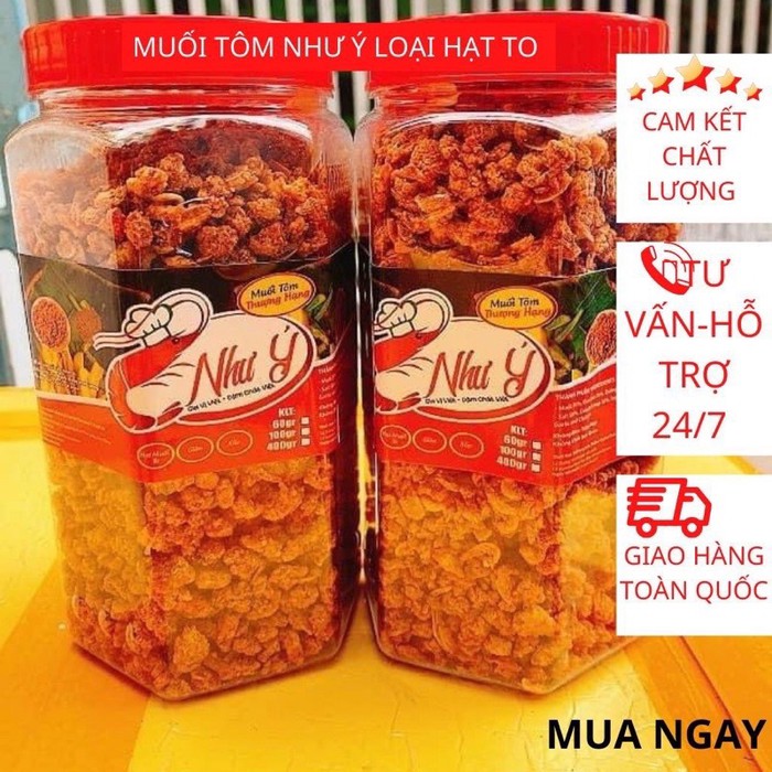 Muối tôm như ý,nguyên hương vị tôm ,muoi tom sấy giòn loại hạt to, muối ớt tôm thượng hạng chính hãng,hũ 400gr
