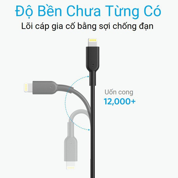 Cáp Sạc Anker Powerline Ii Lightning Cho Iphone Ipad- Dài 1.8M - A8433