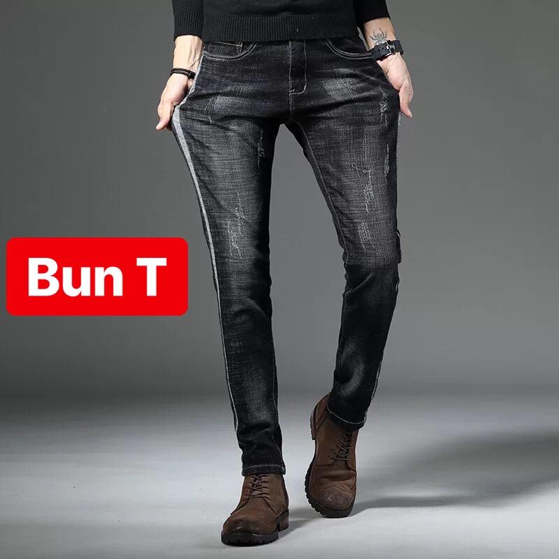 QUẦN JEAN NAM CHẤT BÒ ĐEN NHÁM 2 SỌC TRẮNG SIÊU HOT TREND MỚI  TT-1148 TRANG BUN FASHION