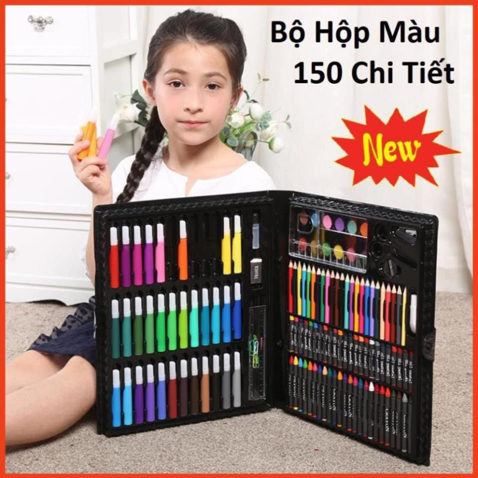 [HCM]Hộp Màu Vẽ Cho Bé 150 Chi Tiết Chất Liệu Cao Cấp An Toàn Cho Bé Màu Sắc Tươi Sáng Đủ Bộ Màu Gôm Kẹp Gim... Giúp Bé Thỏa Sức Sáng Tạo Phát Triển Trí Tưởng Tượng - Màu nước dạng nén Vẽ tranh sáp dầu Sale 50-