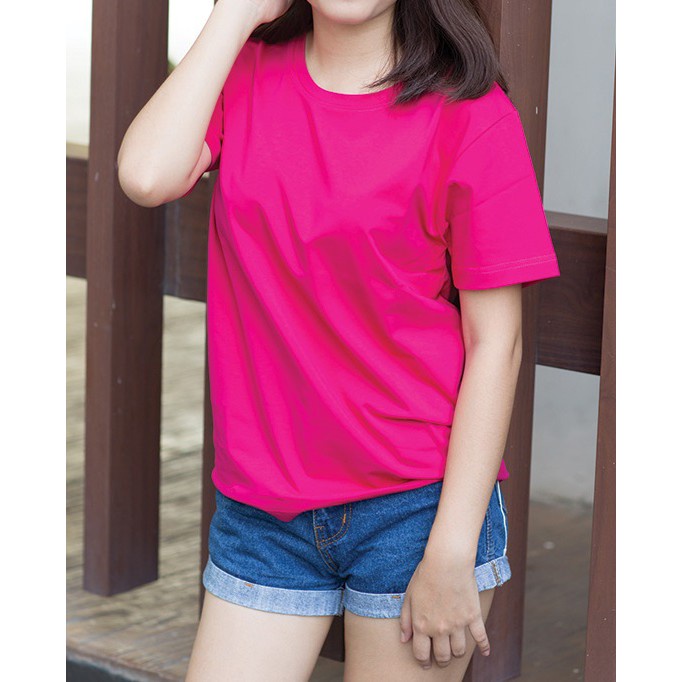 Áo Thun Nữ Hồng Sen Trơn