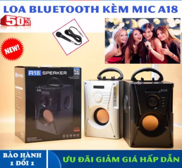 Loa karaoke di động 2 tấc, loa bluetooth sách tay công suất lớn MTA18, TẶNG MIC khi theo dõi gian hàng - Loa nghe nhạc cao cấp, âm thanh 3 trong 1 ( Hàng Chất) - Bảo hành Chính Hãng 1 Đổi 1