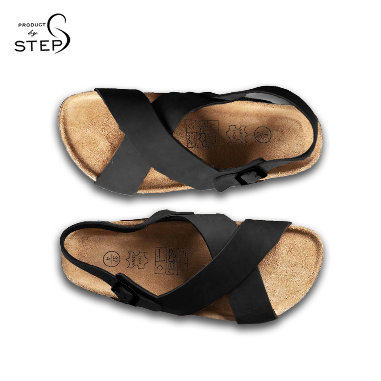 [Sandal} Giày đế trấu Da thật Quai chéo (Size 35-45)