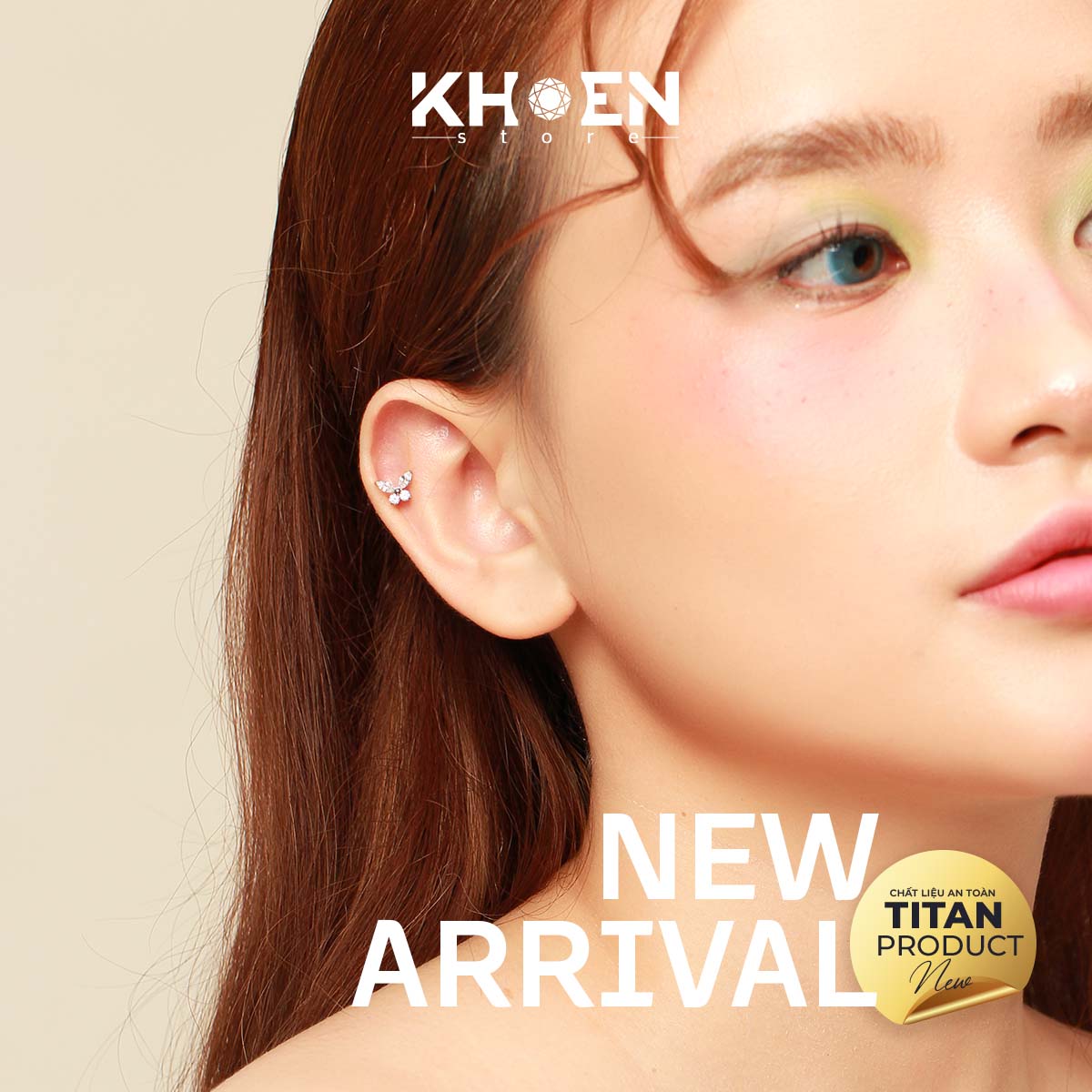 (1 Chiếc) Khuyên tai Bướm Đá - Titanium G23 - Khoen store