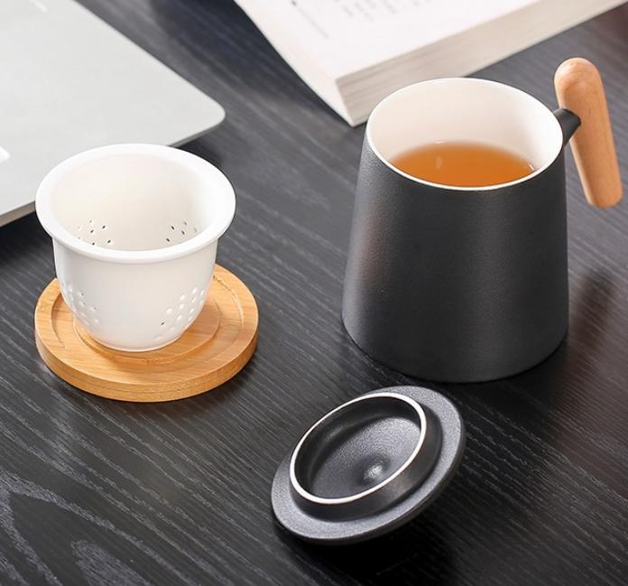 Hanrui  Cốc lọc trà bằng sứ Nhật Bản kèm hộp quà tặng