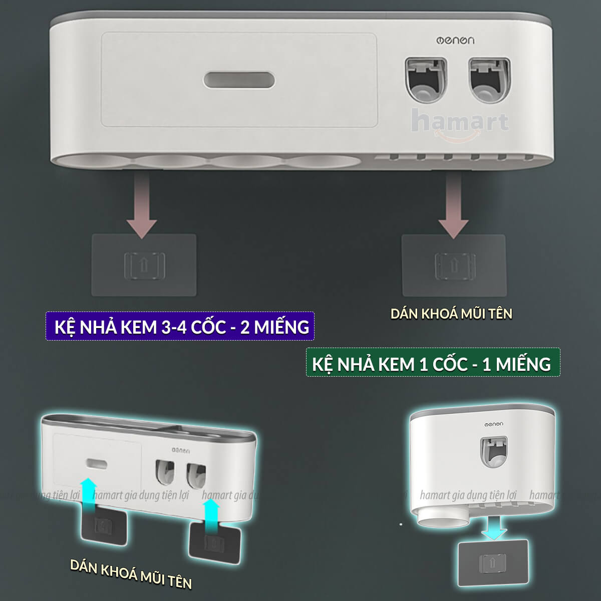 Miếng Dán Thay Thế Kệ Kem Đánh Răng Bàn Chải Hộp Đựng Giấy Treo Tường Nhà Tắm Ecoco Oenon