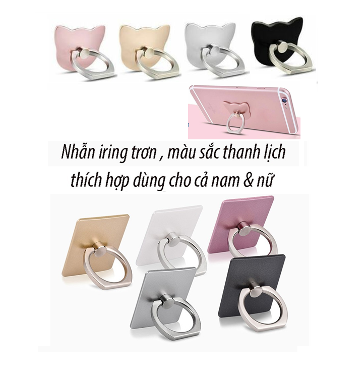 Giá Đỡ Chiếc Nhẫn hình đầu mèo - iring Vuông Trơn Iring - giao màu ngẫu nhiên