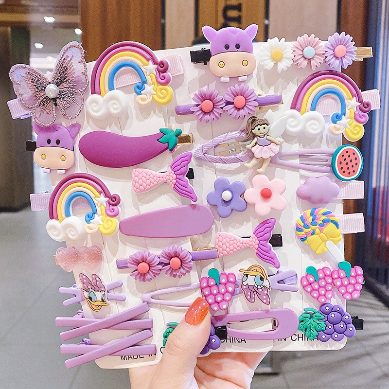SÉT 14 KẸP TÓC ĐÁNG YÊU CHO BÉ GÁI