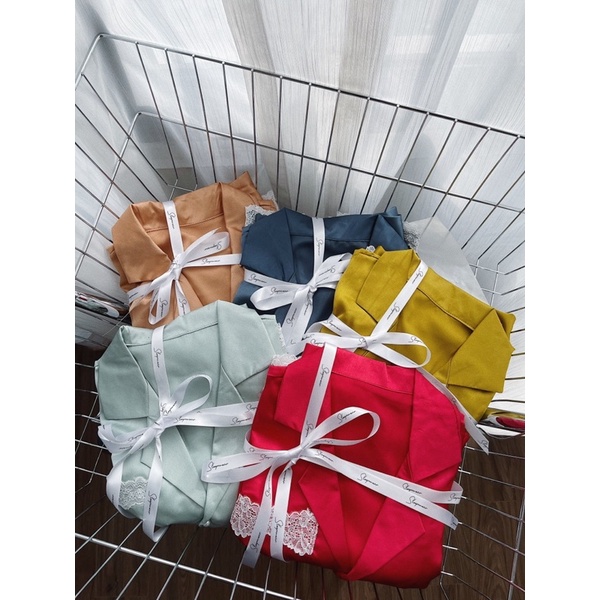 SN846 - BỘ PYJAMA LỤA NỮ CỘC TAY QUẦN DÀI PHỐI REN TRẮNG