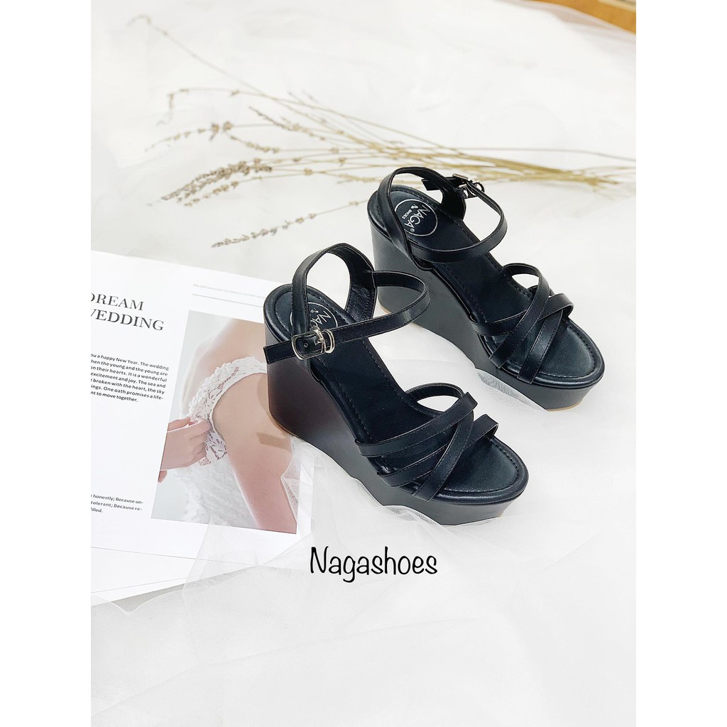 Voucher 100k] giày sandal nagashoes đế xuồng quai chéo 12p nas172