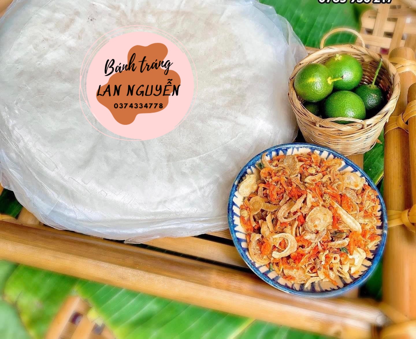 Combo 500gram bánh tráng  phơi sương + muối trộn hành phi
