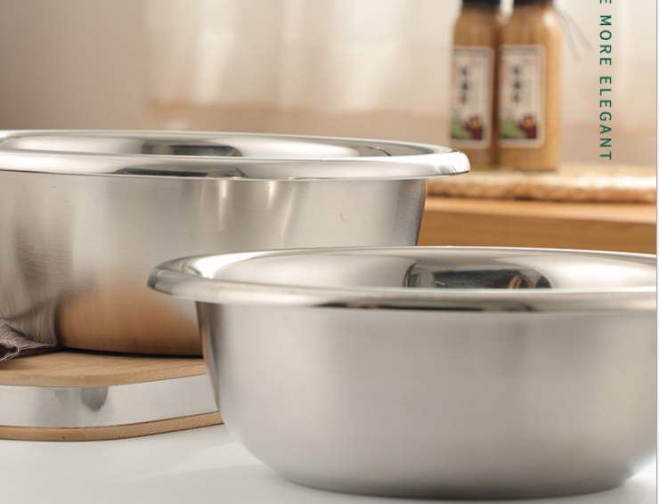 Thau rửa rau, củ quả bằng inox dày đẹp 30cm. Thau trộn salad, rau