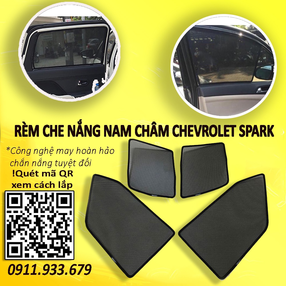 HCM_Rèm Che Nắng Nam Châm Xe Chevrolet Spark 2018+ Bộ 4 tấm chắn nắng chuẩn form xe, nam châm hút mạnh, che nắng tốt