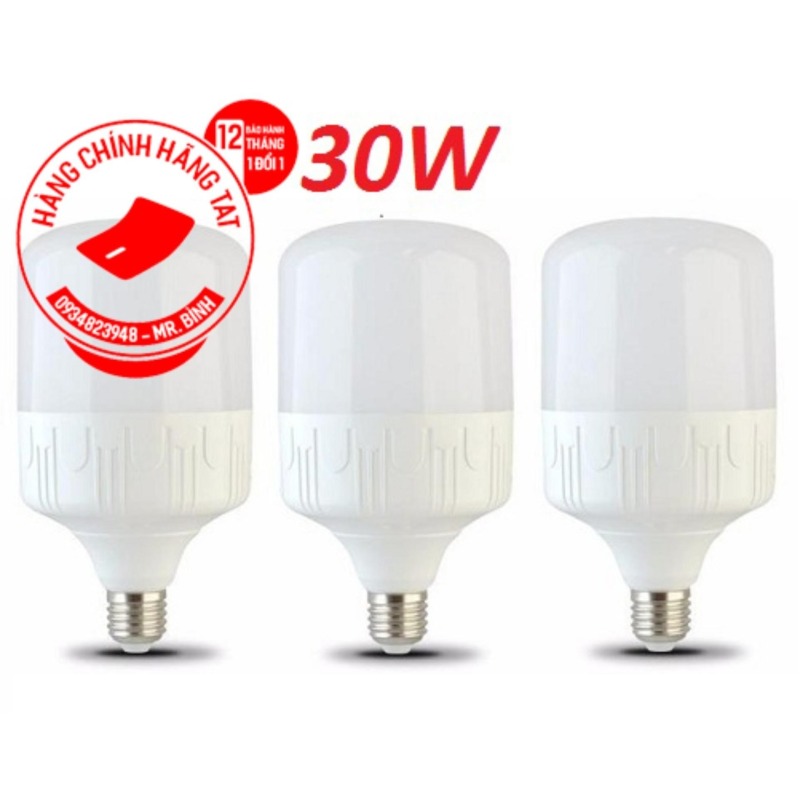 Bộ 3 bóng đèn Led trụ 30W siêu sáng tiết kiệm điện TAT đuôi E27, điện áp đầu vào 220V, công suất 30W. Bảo hành: 12 tháng