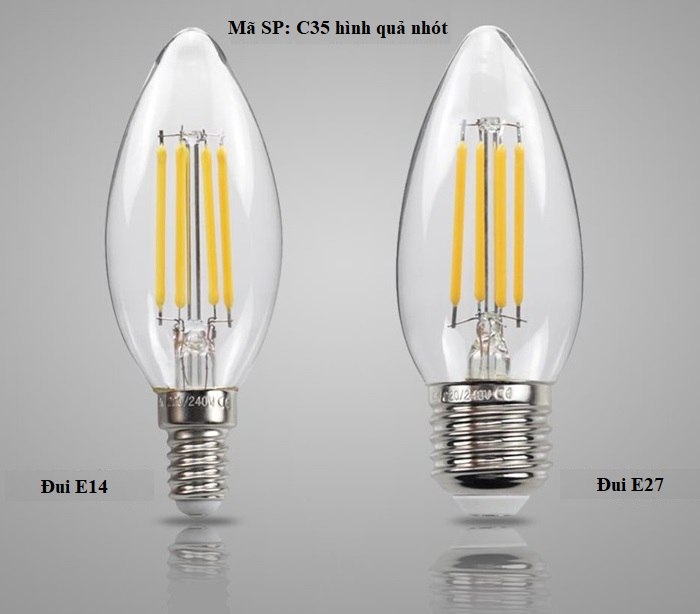 Bóng Edison quả nhót / led râu (bóng nến) 4w đuôi E14