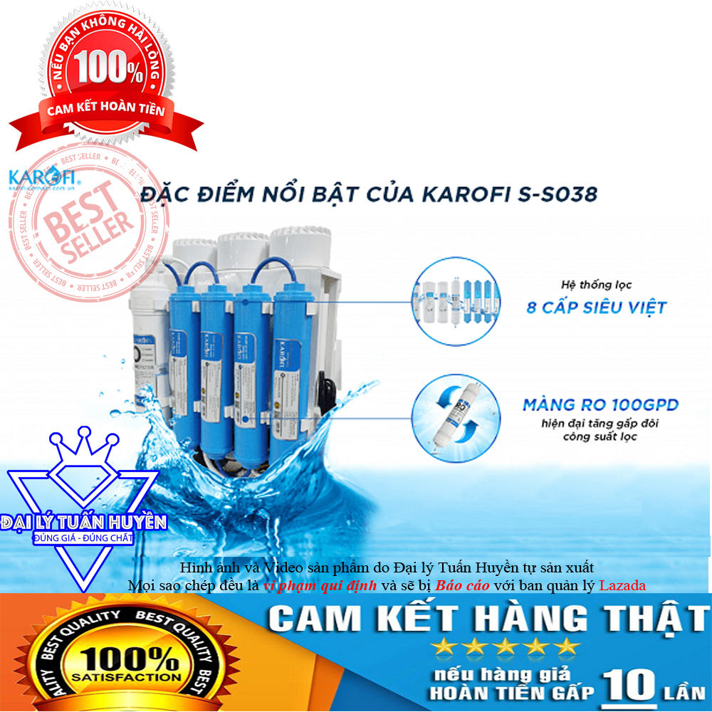 [Trả góp 0%][HÀNG CHÍNH HÃNG] MÁY LỌC NƯỚC KAROFI SLIM S-S038