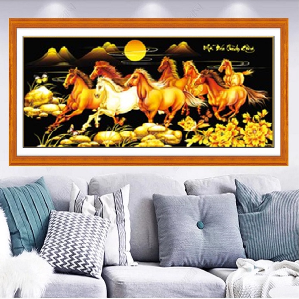 Tranh đính đá mã đáo thành công Kt 100*54cm