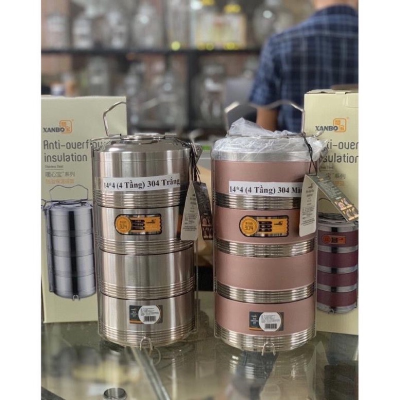 cặp lồng ủ cơm công nhân văn phòng inox 304% cao cấp 3 cỡ
