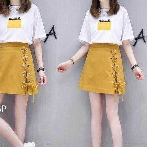 Set áo và chân váy in chữ smile TPD (Có size bự)