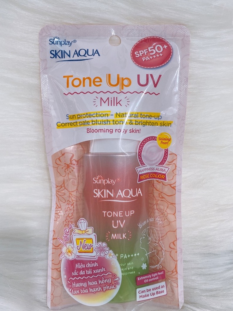 [HCM]Sữa chống nắng nâng tông dành cho da dầu/hỗn hợp Sunplay Skin Aqua Tone Up UV Happiness Aura(Rose)50g