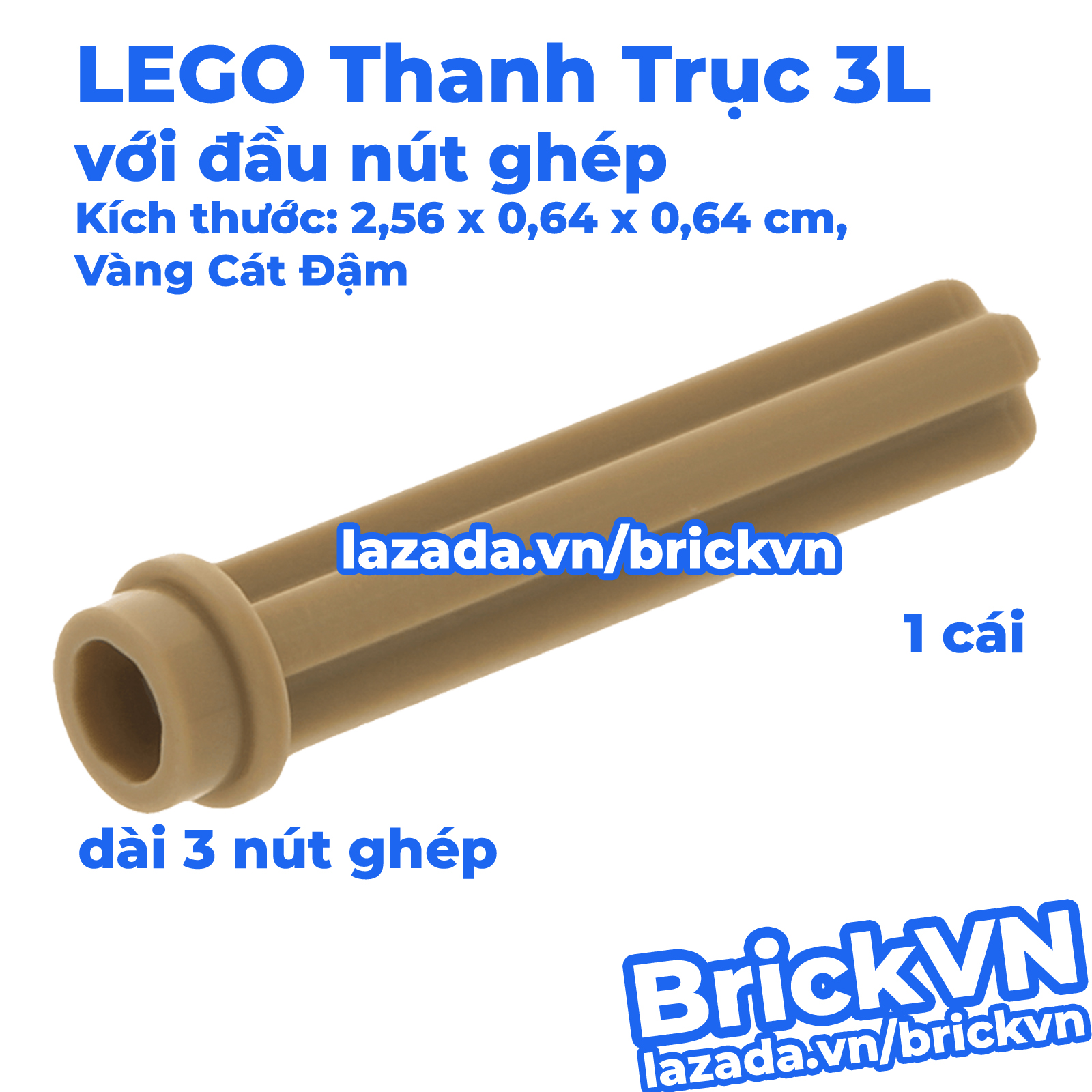 1x new genuine lego dark tan technic, axle 3l with stud id 6031821 13670