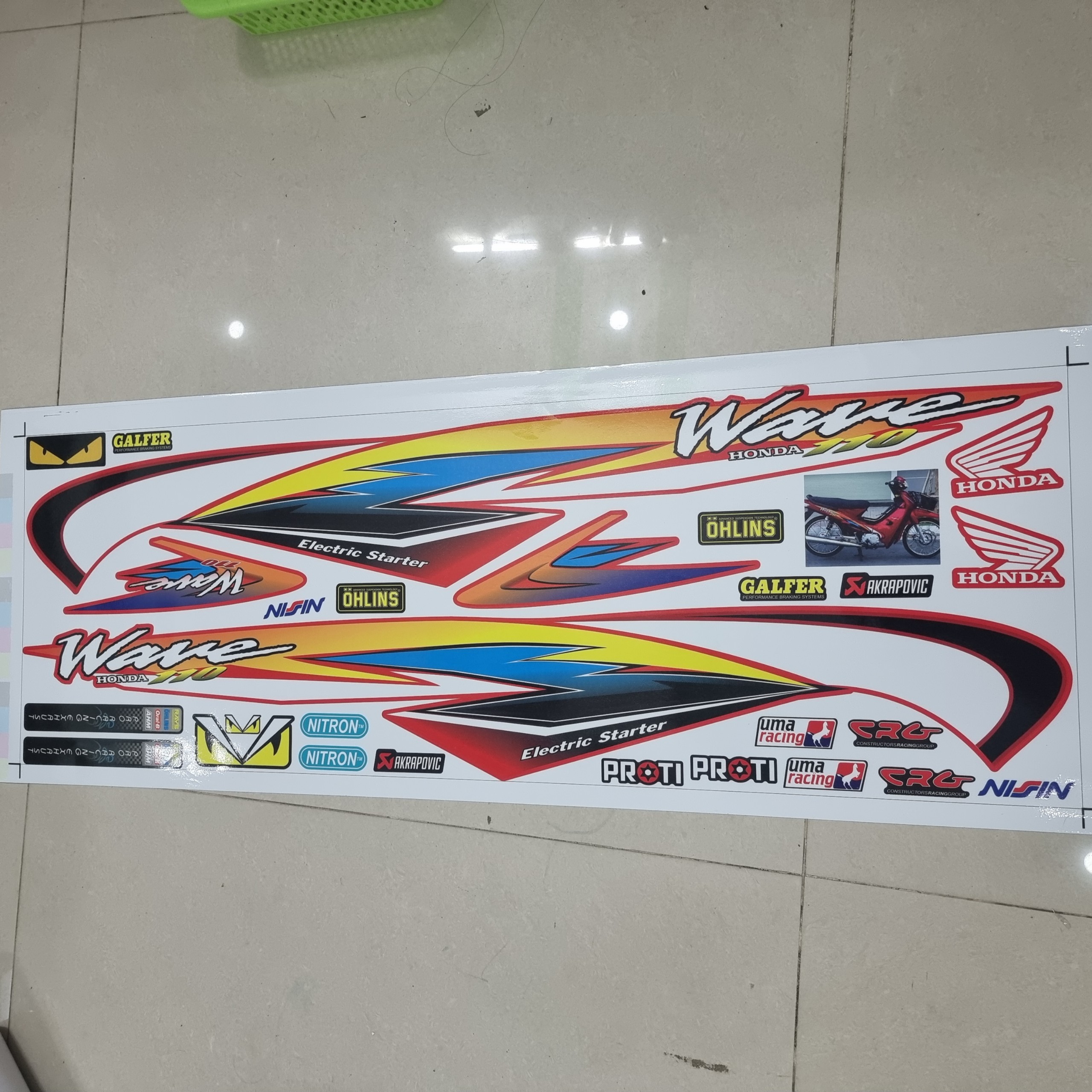 Tem xe wave nhỏ dán xe đỏ