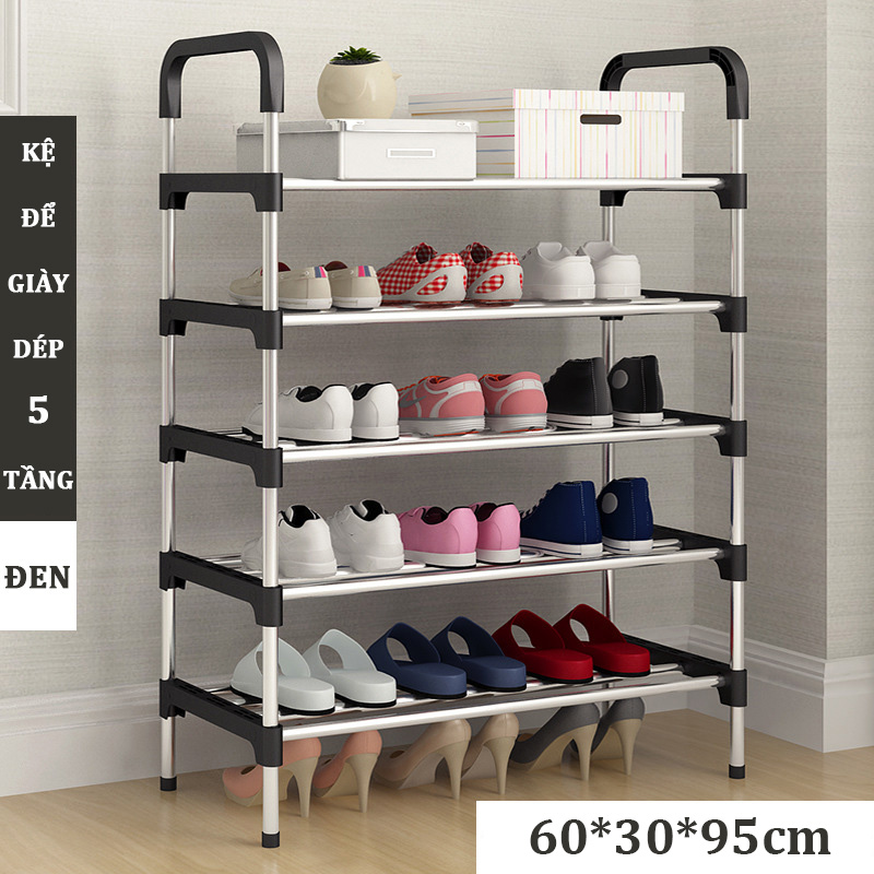 Kệ Để Giày Dép 5 Tầng Khung Inox Lắp Ghép - Giá Để Giày, Để Đồ Có Thể Tháo Rời