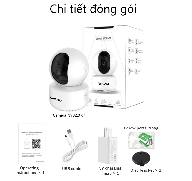 [HCM]Camera IP Wifi NetCAM NVB2.0 (2MP) - Hãng Phân Phối Chính Thức
