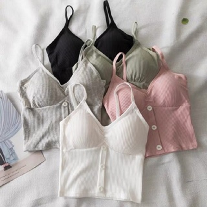 ÁO BRA 2 DÂY CROPTOP LEN TĂM 3 KHUY - 2079