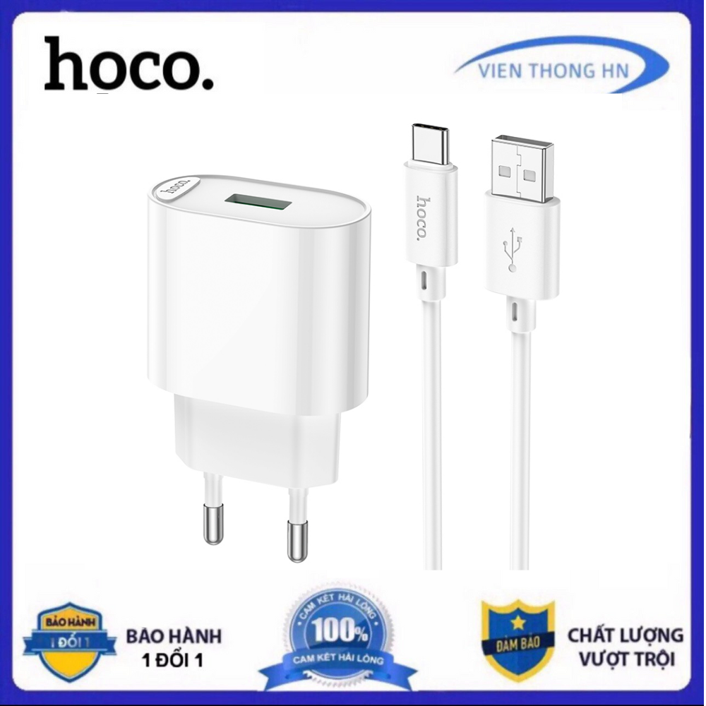Bộ củ sạc kèm dây sạc nhanh qc3.0 type c hoco - cốc sạc kèm cáp sạc quick chagre 3.0 - vienthonghn