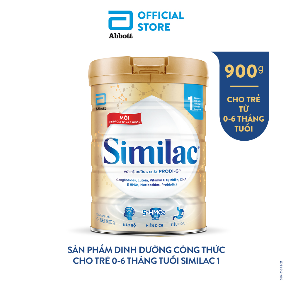 Sữa bột Similac 1 900g đột phá dinh dưỡng 5G cho trẻ từ 0-6 tháng tuổi miễn dịch khỏe nhanh trí tựa "5G"