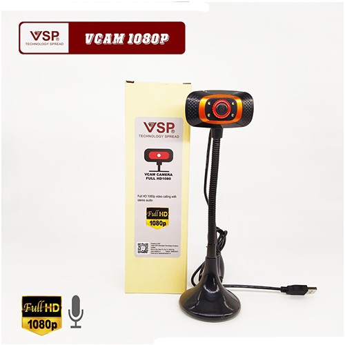 Webcam Vsp 1080P Fullhd/Chân Cao/Có Đèn(Full Box)